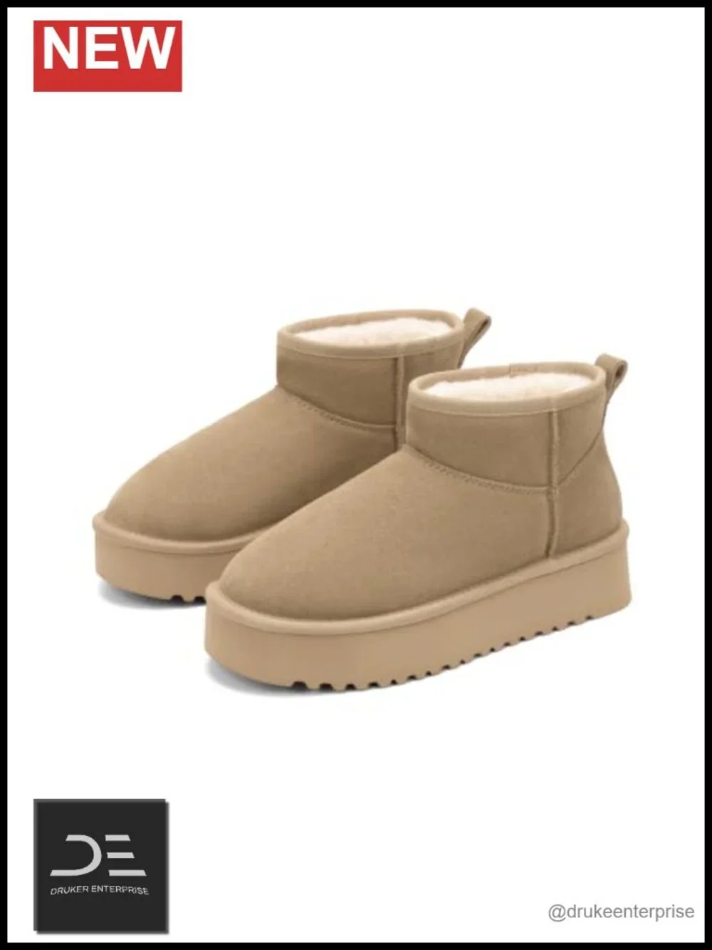 Women's Faux Fur Lined Suede Ankle Snow Boots Platform Winter Booties
